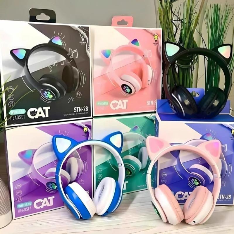 Cat Ear RGB Light Wireless Headphones | Type-C Charging