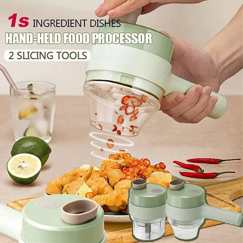 4-in-1 Portable Electric Vegetable Chopper | Mini Wireless Food Processor